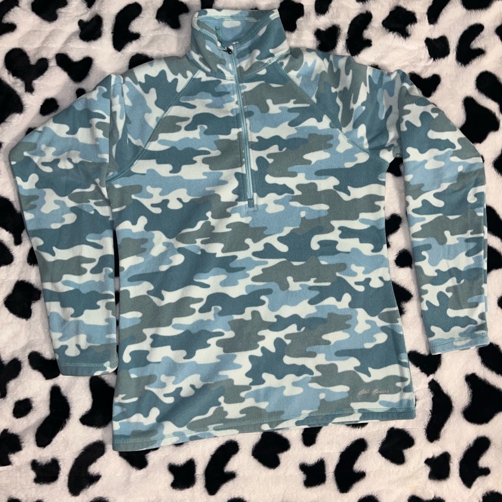 Eddie Bauer Blue Camo Quarter-Zip Sweatshirt